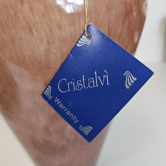 Murano Glass Flower Vase Deep Pink Swirl Gloss Italy Traditional Cristalvi 8x14" - Picture 15 of 16